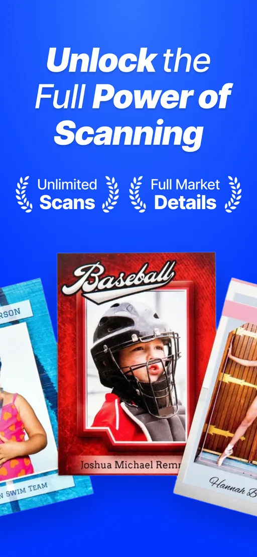 CardSense app screenshot: premium unlock with unlimited scans and full market details